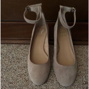 Vince Camuto beige suede shoes.